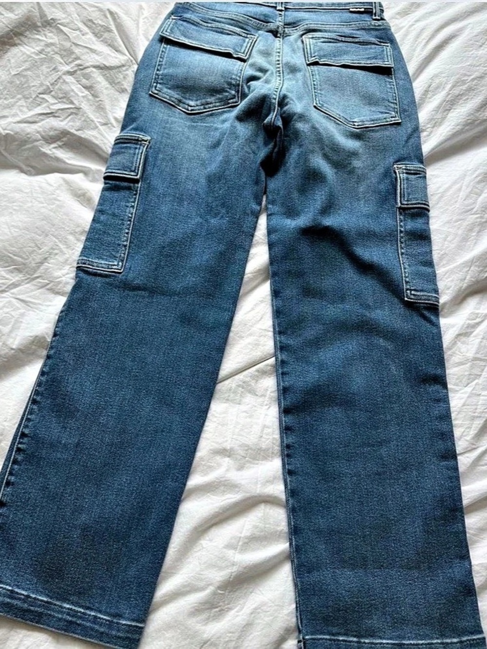 Mother The Rambler Cargo Ankle Straight Leg Cargo Jeans Blue Waist 26 Like New - Picture 4 of 7